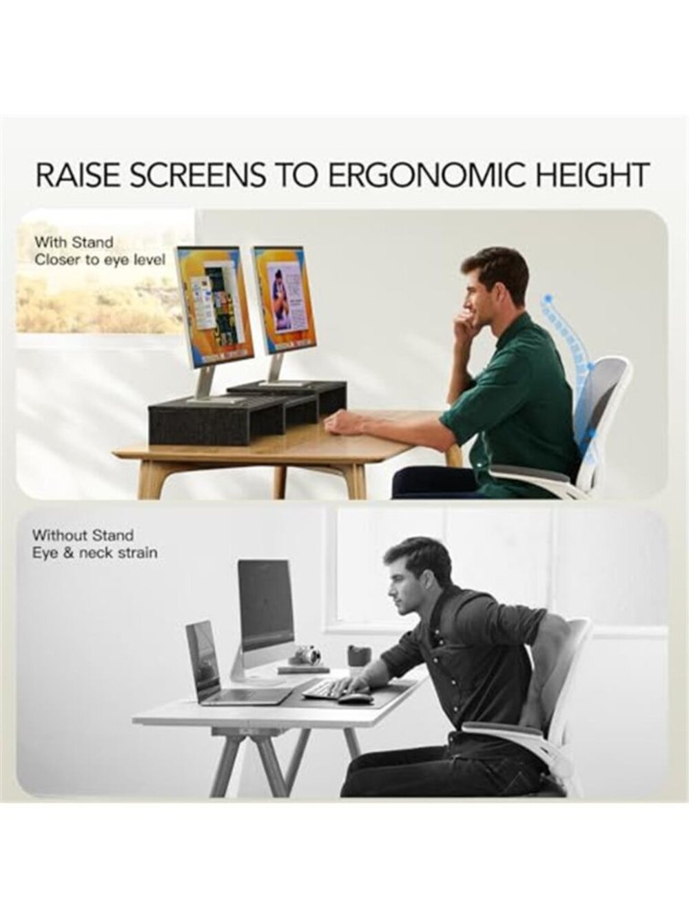 Dual Monitor Stand Riser Adjustable Length Desk Organizer Storage Shelf - Picture 4 of 6